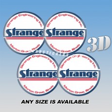 STRANGE Domed Decals For Wheel Center Caps — Color Logo/White Background