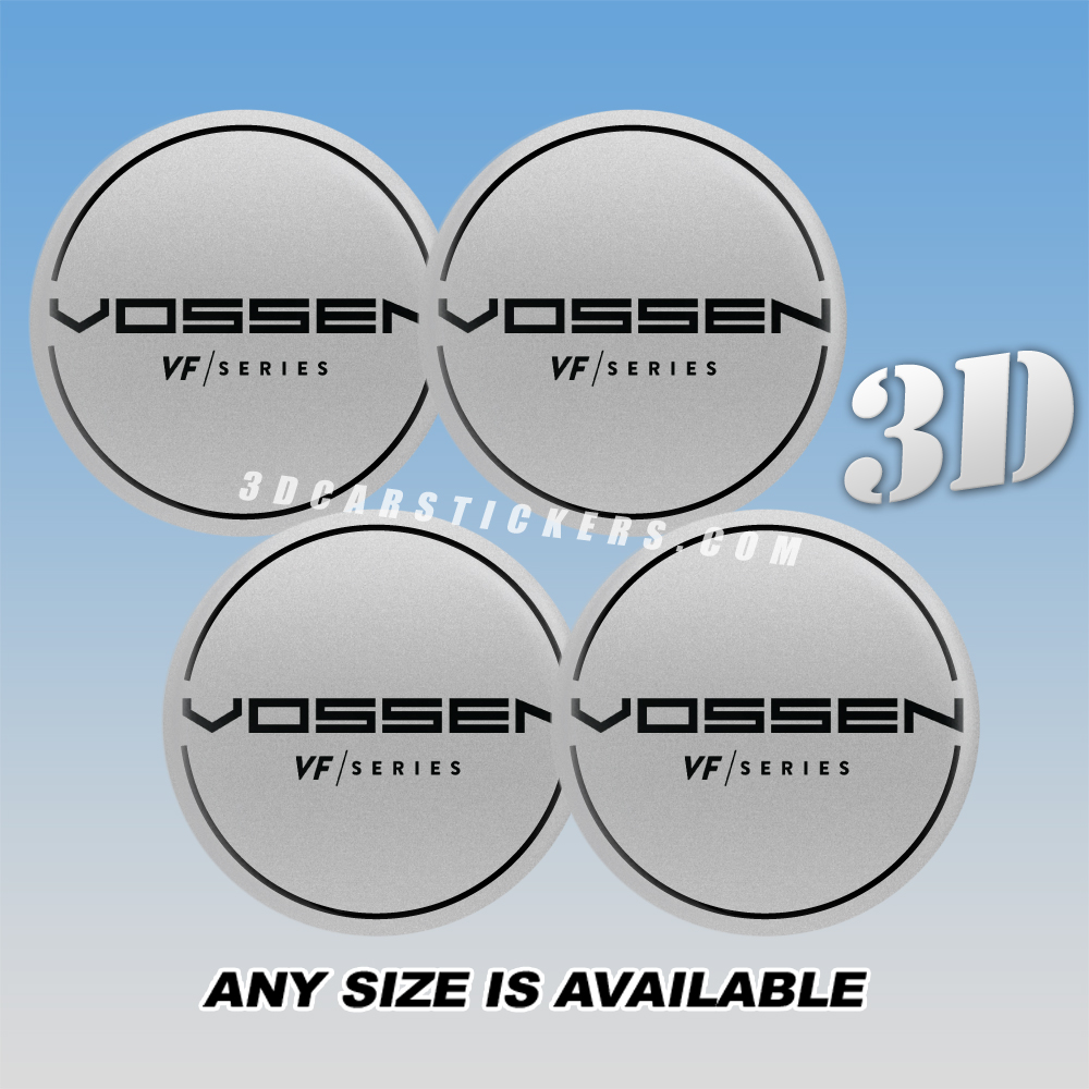 VOSSEN VF Decals For Wheel Center Caps — Black Logo/Silver Background