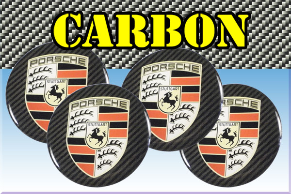 PORSCHE 3d car stickers for wheel center caps СARBON LOOK
