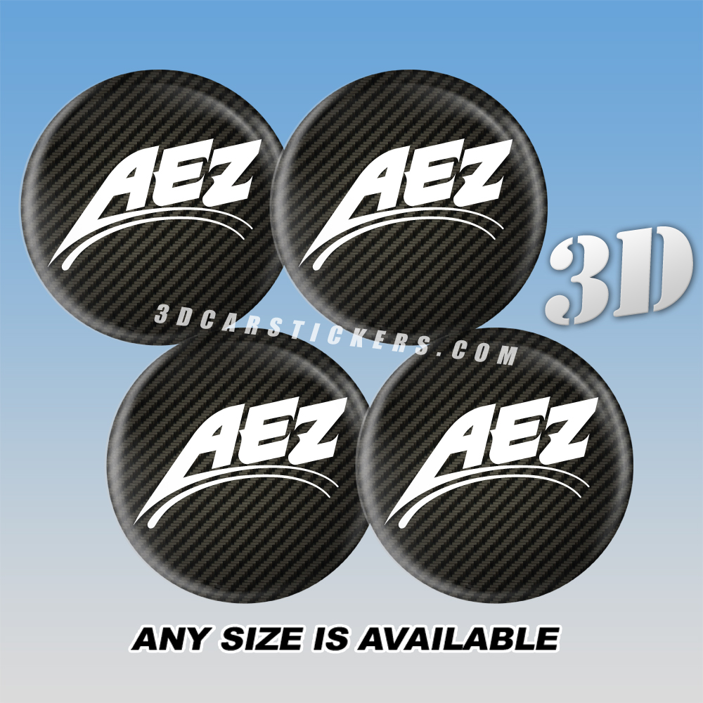 AEZ Decals For Wheel Center Caps - White logo/Carbon Background