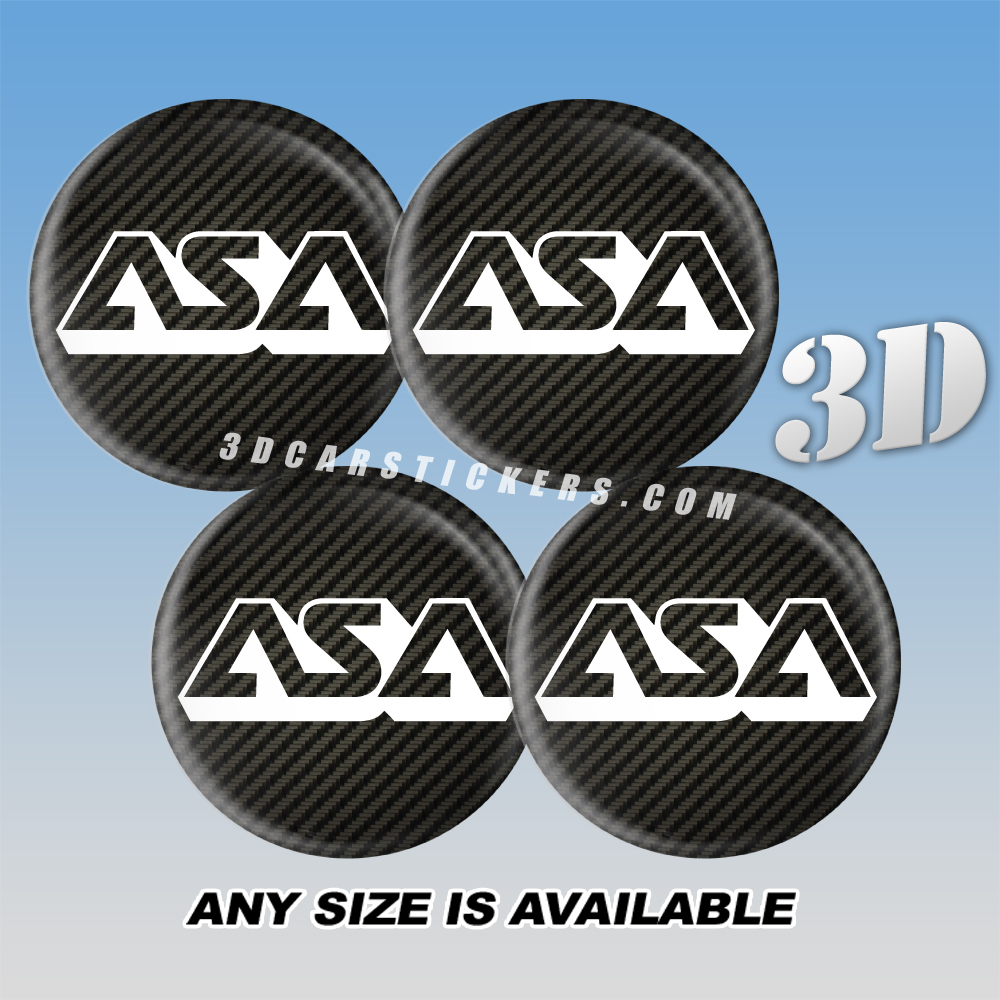 ASA Decals For Wheel Center Caps - White logo/Carbon Background