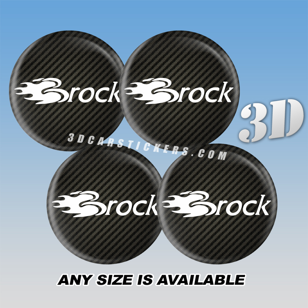 BROCK Decals For Wheel Center Caps - White logo/Carbon Background