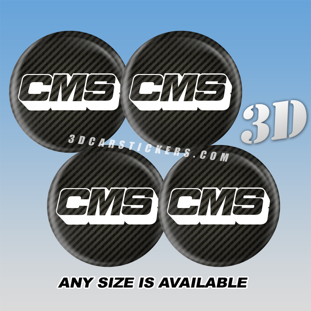 CMS Decals For Wheel Center Caps - White logo/Carbon Background