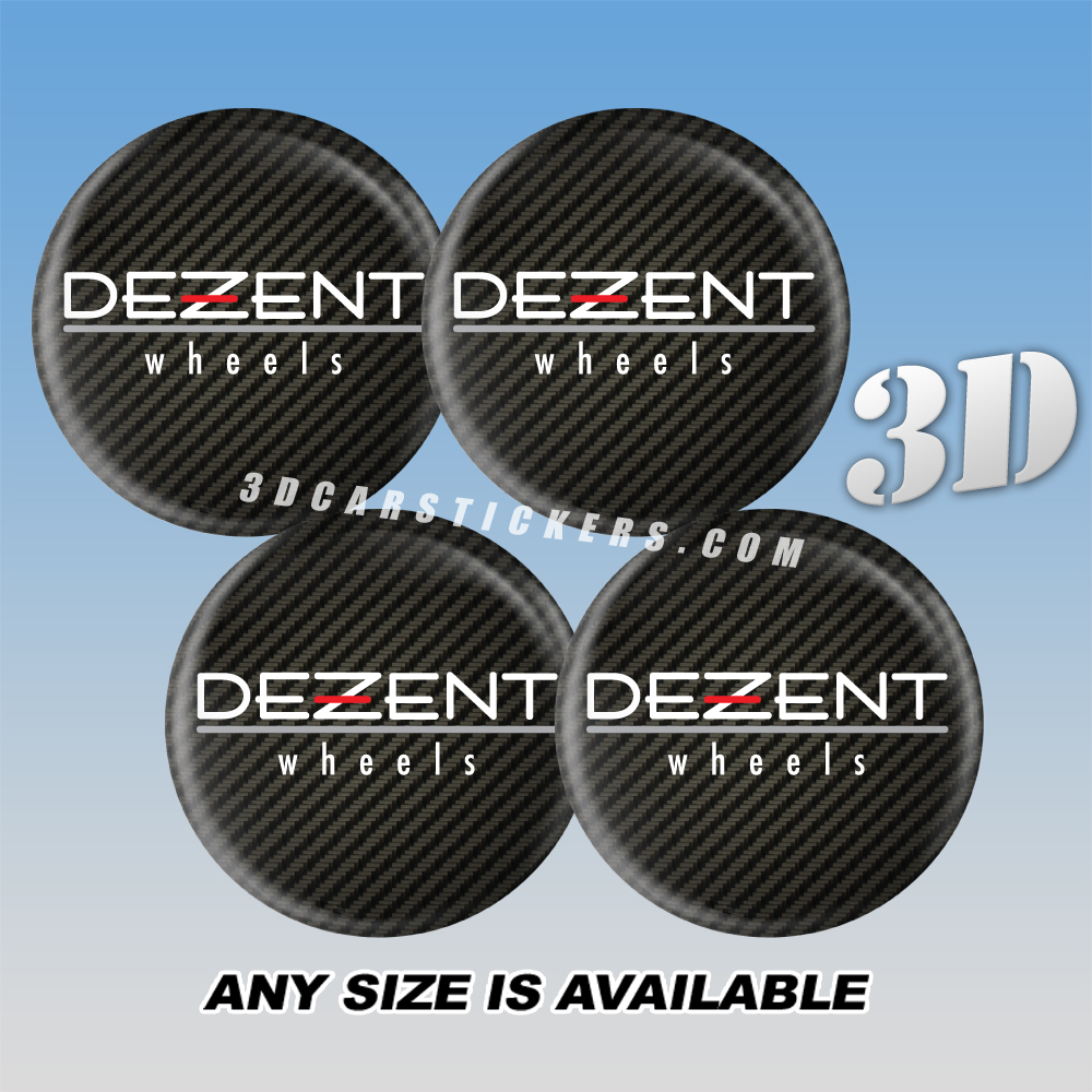 Dezent Decals For Wheel Center Caps - White logo/Carbon Background