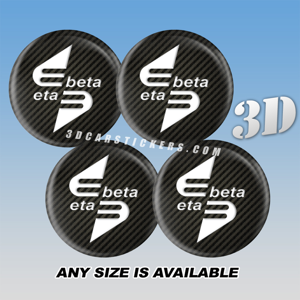 ETA BETA Decals For Wheel Center Caps - White logo/Carbon Background