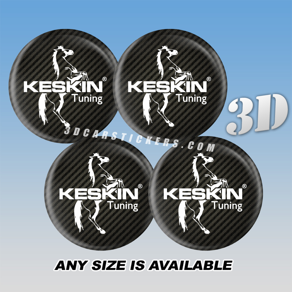 KESKIN Decals For Wheel Center Caps - White logo/Carbon Background