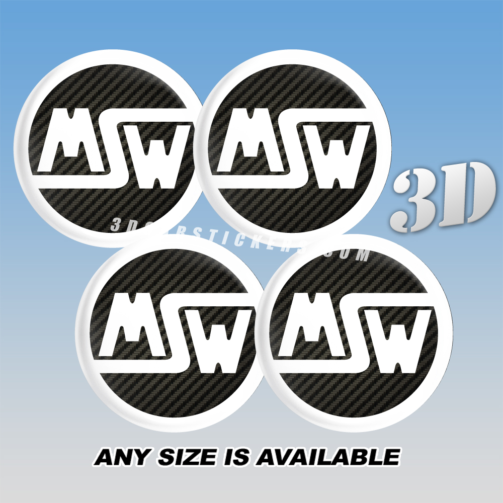 MSW Decals For Wheel Center Caps - White logo/Carbon Background