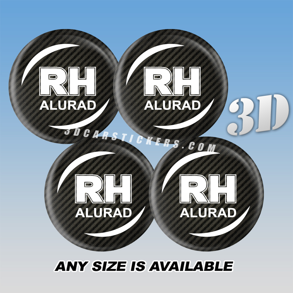 RH Decals For Wheel Center Caps - White logo/Carbon Background