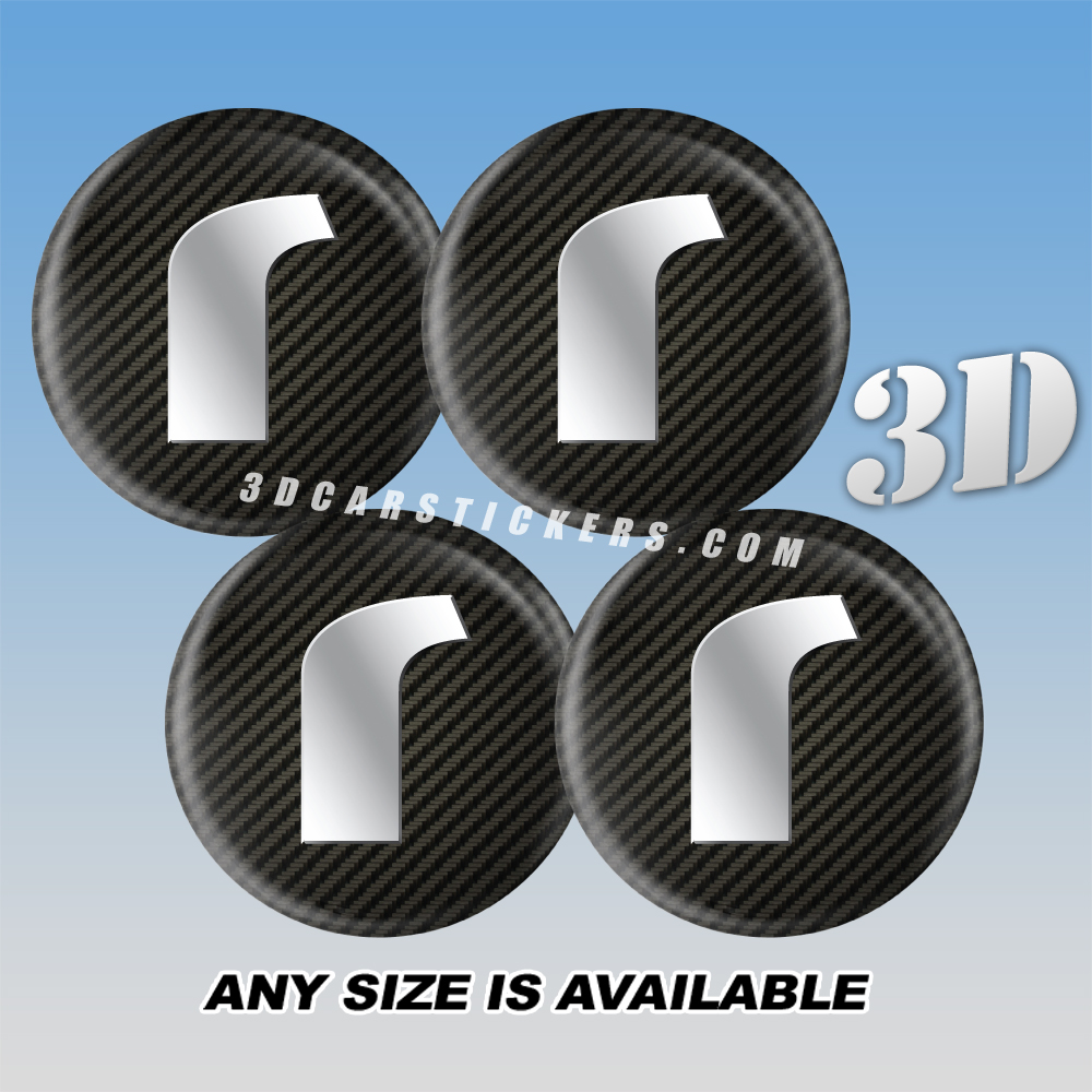 RONDELL Decals For Wheel Center Caps - Silver logo/Carbon Background