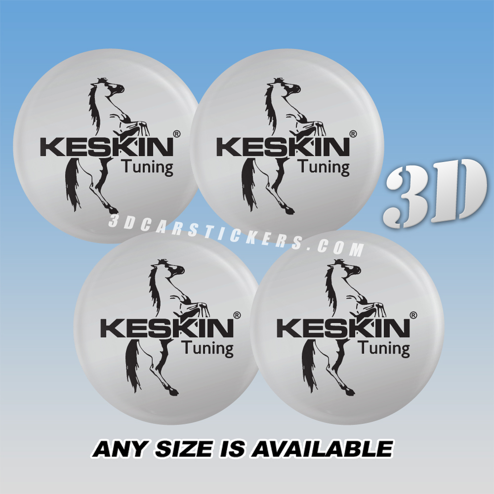 KESKIN Decals For Wheel Center Caps — Black Logo/Silver Background