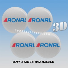 RONAL Decals For Wheel Center Caps — Red/Blue Logo/Silver Background