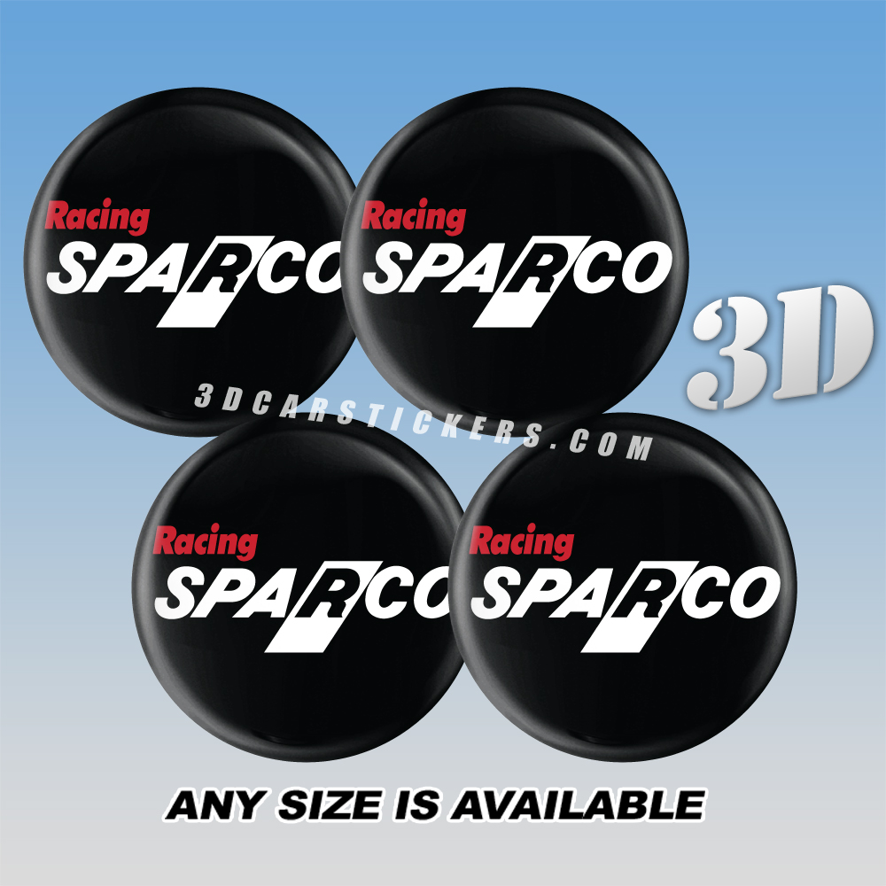 SPARCO OLD LOGO Decals For Wheel Center Caps — Red/White Logo/Black Background