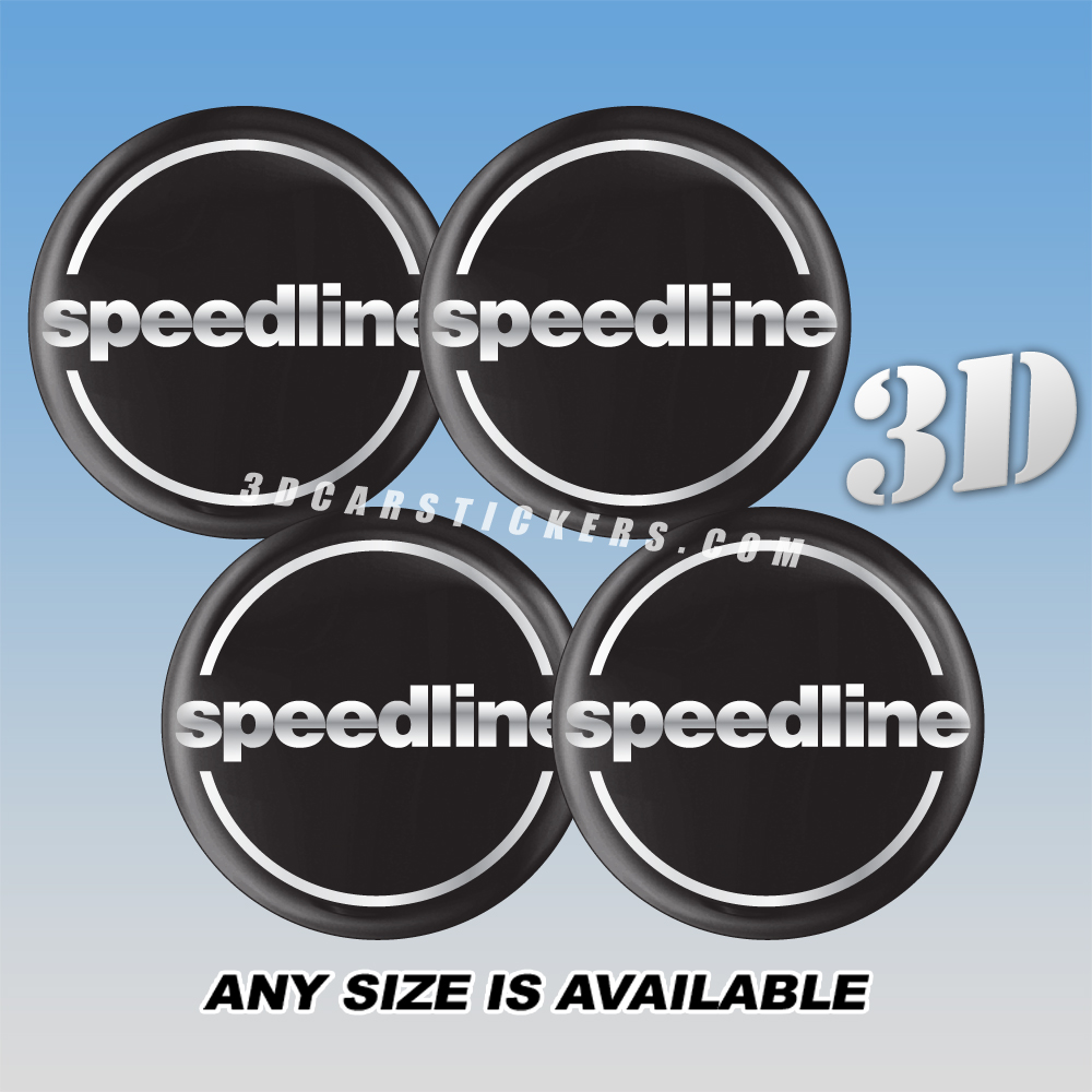 SPEEDLINE Decals For Wheel Center Caps — Silver Logo/Black Background