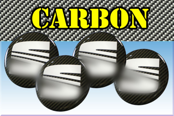 SEAT compatible 3d car stickers for wheel center caps СARBON LOOK