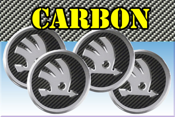 SKODA 3d car stickers for wheel center caps СARBON LOOK