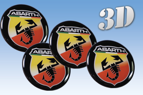ABARTH 3d car decals for wheel center caps