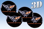 CORVETTE 3d car decals for wheel center caps