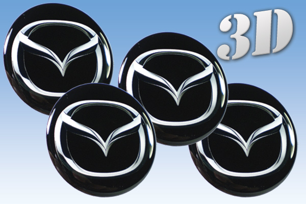 9-Piece Set 65mm Car Wheel Center Hub Caps Cover Decals Emblem Stickers Logo for Mazda with Keychain and Tire Valve Stem Caps 
